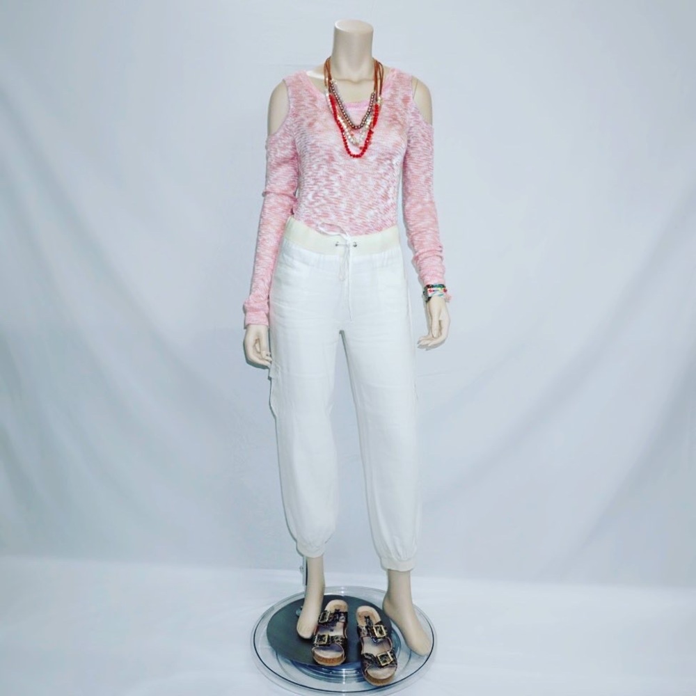 Bebe - White Linen and Silk Jogger Pants - 8